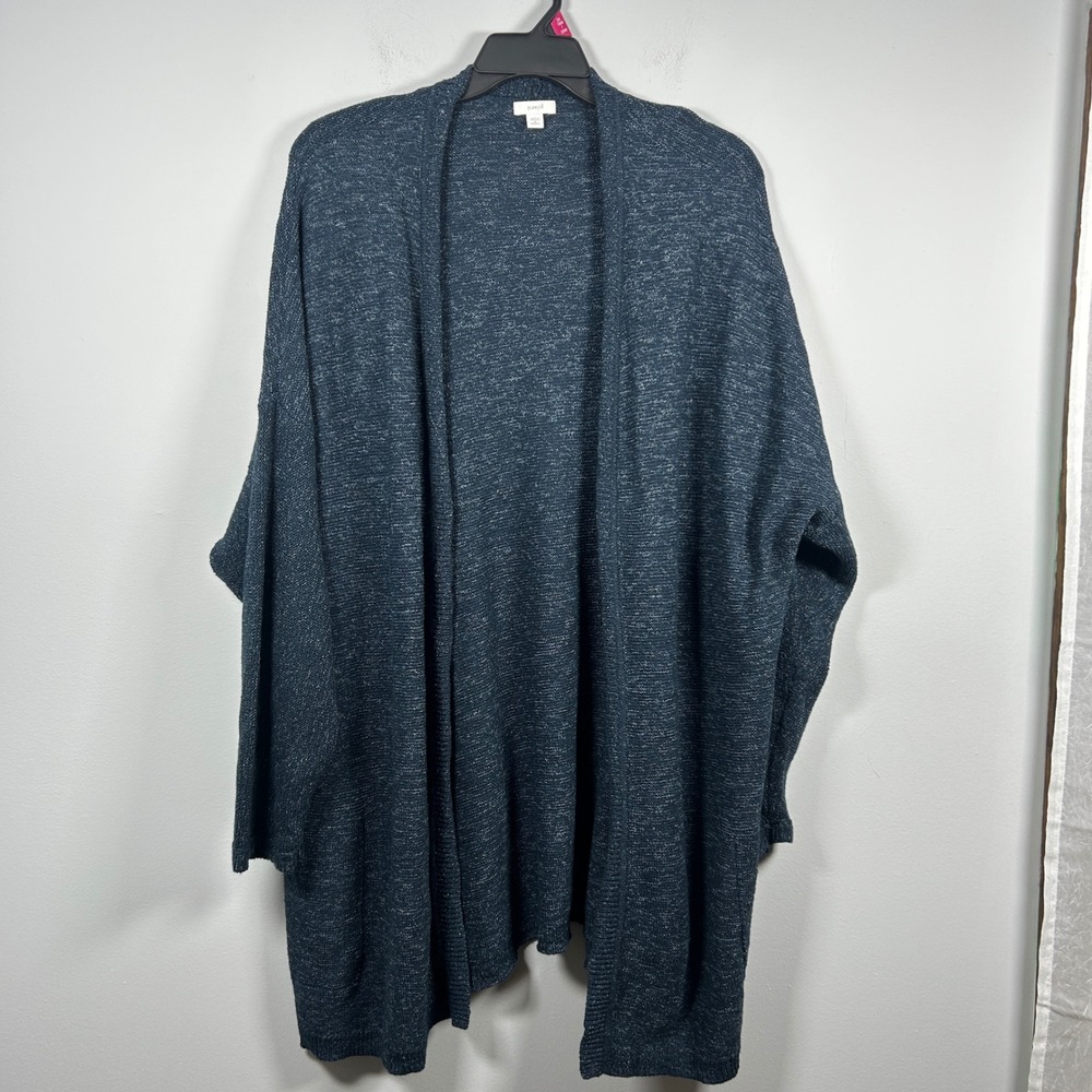 Pure J Jill Cardigan Sweater Duster Women's 3X Blue Open Front Marled Lounge